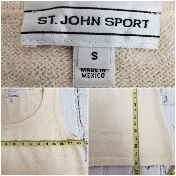 St. John Evening Vtg Pant & Tank Suit Winter Ivory Knit Small sz 2 See Details - Picture 10 of 12
